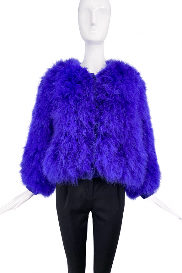 Sonia Rykiel Blue Violet Purple Marabou Feather Jacket