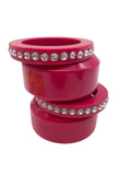 Sonia Rykiel Pink Yellow Resin Crystal Stack of 7 Bracelets