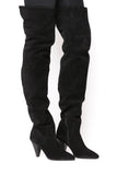 Office London Black Suede Thigh High Slouch Boots
