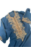 Vintage Blue Pearl Embellished Beaded Moroccan Tangier Kaftan Caftan