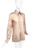 Ted Lapidus Beige Nude Sand Camel Silk Military Shirt