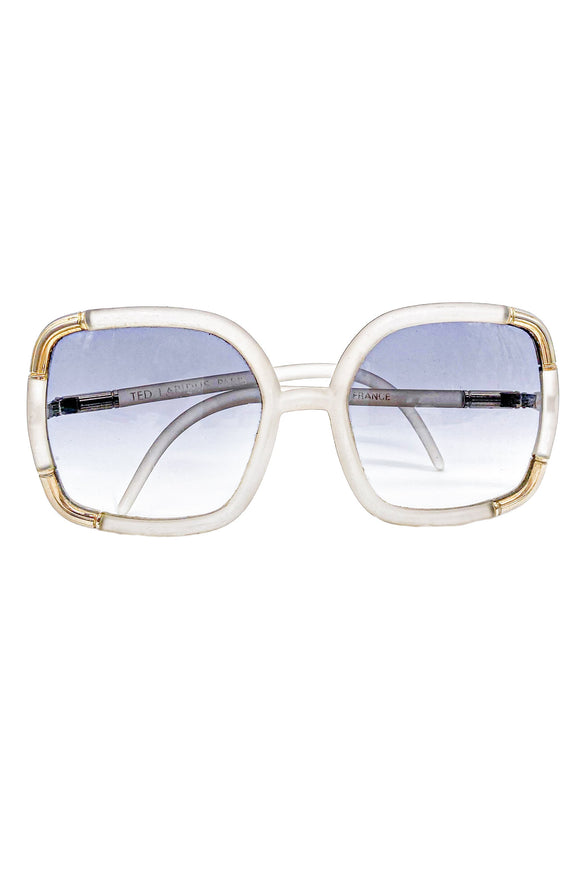 Ted Lapidus Lucite and Gold Oversized Frame Sunglasses