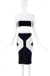 Thierry Mugler Black Pencil Skirt with Graphic Pleating Details - BOUTIQUE PURCHASE PRICE