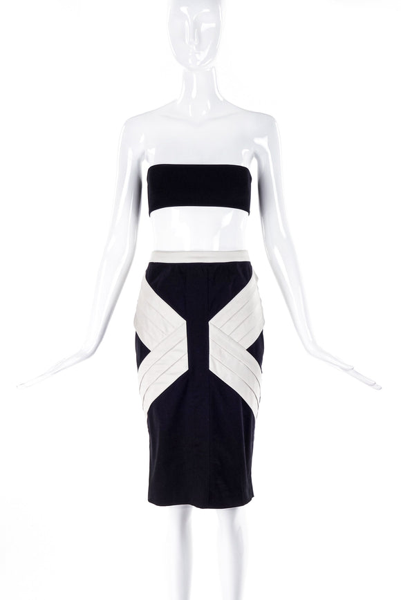 Thierry Mugler Black Pencil Skirt with Graphic Pleating Details - BOUTIQUE PURCHASE PRICE