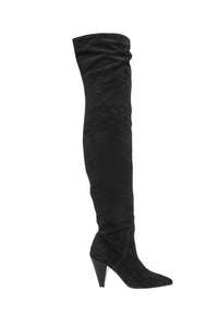 Office London Black Suede Thigh High Slouch Boots