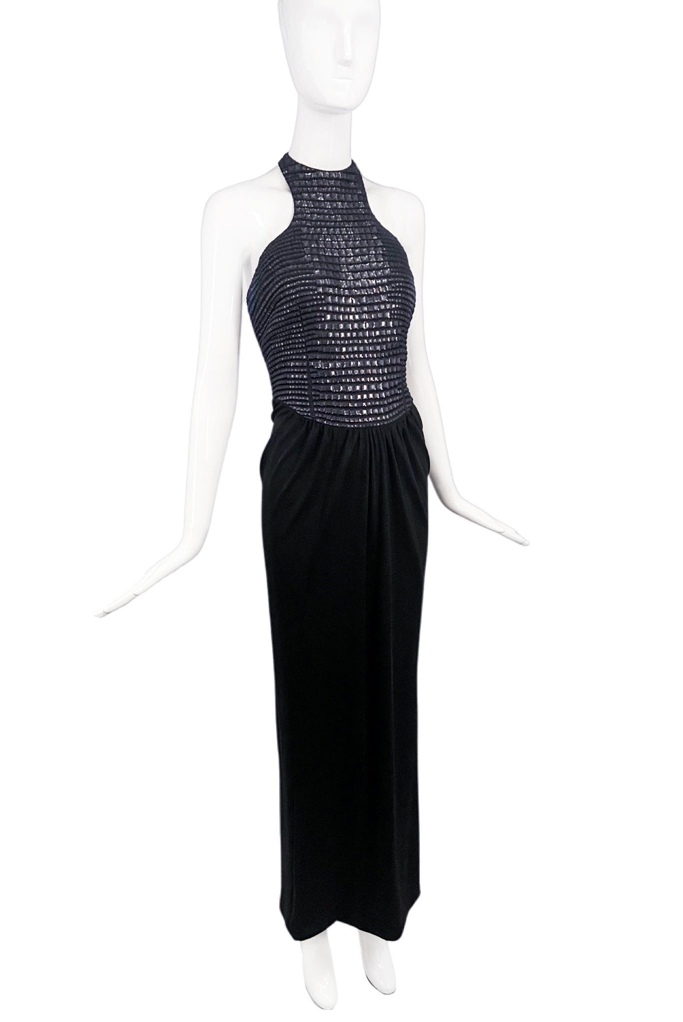 Tom Ford Black Crocodile Embroidered Halterneck Gown Dress Spring Summ PaumLosAngeles Tom Ford Black Crocodile Embroidered Halterneck Gown Dress Spring Summ PaumLosAngeles