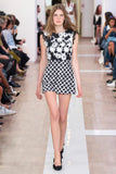 Emanuel Ungaro Black and White Floral and Graphic Print Mini Dress