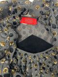 Valentino Chiffon with Gold Lurex and Black Velvet Polka Dot Blouse - BOUTIQUE PURCHASE PRICE