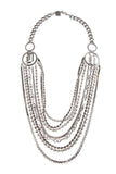 Versace Silver "DV" Logo Multi Chain Link Necklace