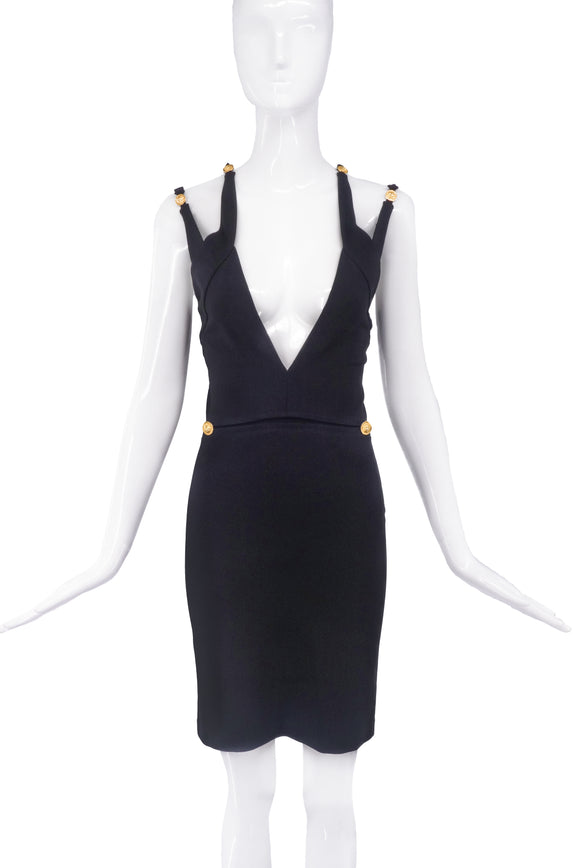 versace black dress with gold chains dupe Versace Chain Dress Making