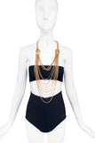 Versace Gold Multiple Chain Waterfall Medusa Necklace