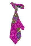 Gianni Versace Versus Hot Pink Purple Green Leaf Print Silk Tie