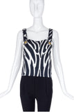 Versus Versace Black & White Zebra Print Tank Top & A Line Skirt with Lion Medallion Details Resort2014