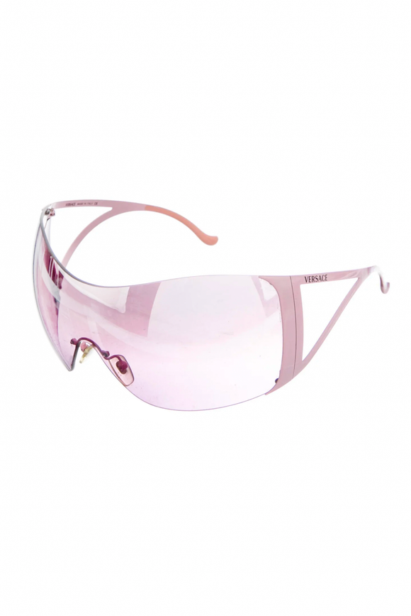 Versace Pink Oversized Shield Sunglasses Y2K