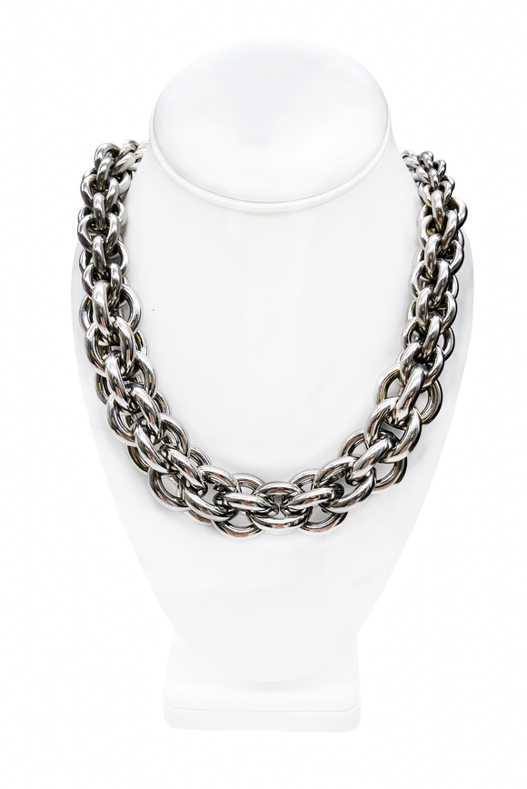 Vintage Silver Multi Link Chain Graduating Size Necklace