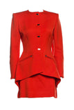 Claude Montana Orange Fitted "Power" Skirt Suit Fall Winter 1991