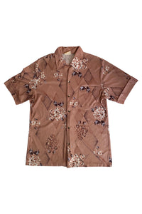 Vintage Brown Floral Print Short Sleeve "Leisure Dad" Button-Up Shirt 1970's