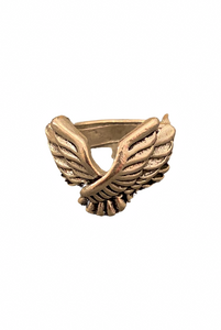 Vintage Brass Gold Double Wings "Pilot" Ring