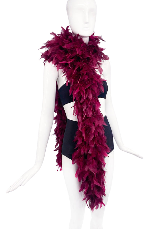 Vintage Maroon Red Feather Boa