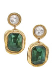 Yves Saint Laurent Gold Emerald Green Haute Costume Earrings