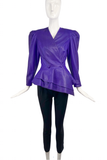 Vintage Purple Leather Fitted Asymmetrical Peplum Jacket