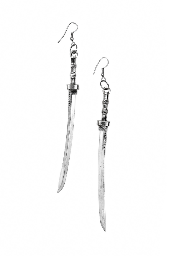 Vintage Silver Saber Sword Earrings