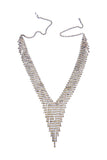 Vintage Crystal Rhinestone 1920's Large V Shaped Necklace