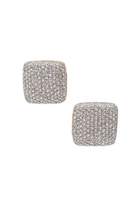 Vintage Silver Square Crystal Rhinestone Earrings
