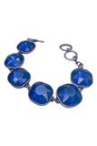 Vintage Blue Sapphire Square Links in a Silver Setting Bracelet