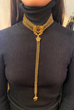 Vintage Gianni Versace Gold Chainmail Choker Necklace with Medusa Charm Details