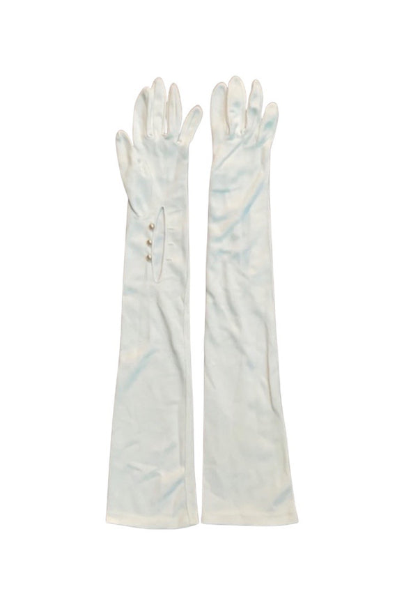 Vintage White Opera Gloves with Three Button Closure