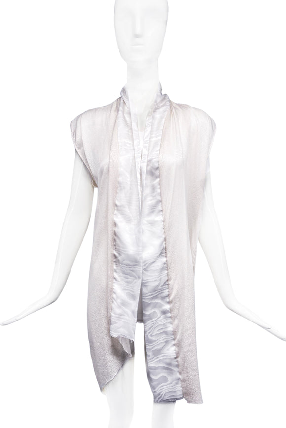 Vintage White Silk Deconstructed Kimono Jacket