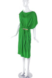 Vionnet Green Side Drape Dress with Metal Detail