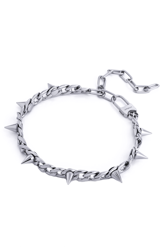 Vitaly Silver Chain Spike Choker Necklace