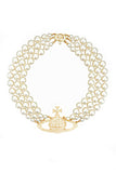 Vivienne Westwood Gold Orb Triple Pearl Choker Necklace
