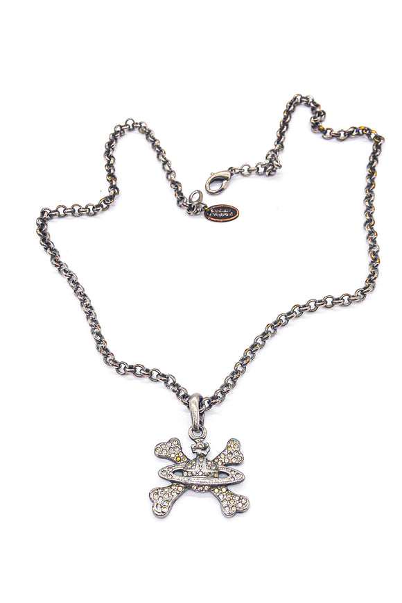 Vivienne Westwood Silver Orb and Cross Bones Necklace