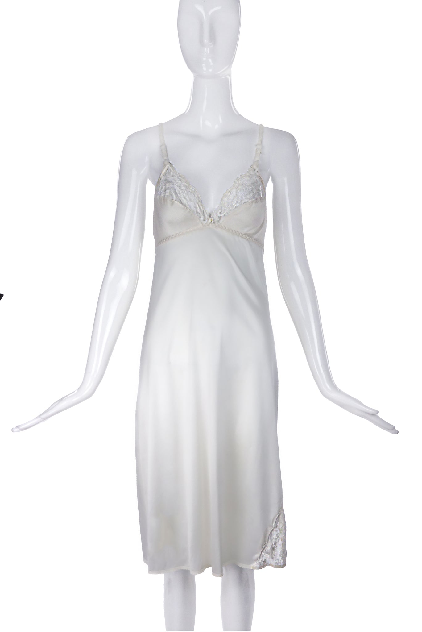 Vintage White Negligee Slip Dress with Lace Bust Detail – PauméLosAngeles Vintage White Negligee Slip Dress with Lace Bust Detail – PauméLosAngeles