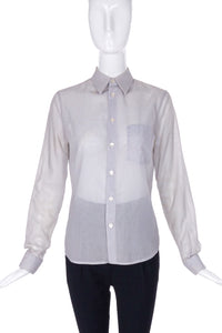Helmut Lang Grey Lilac Sheer Button-Up
