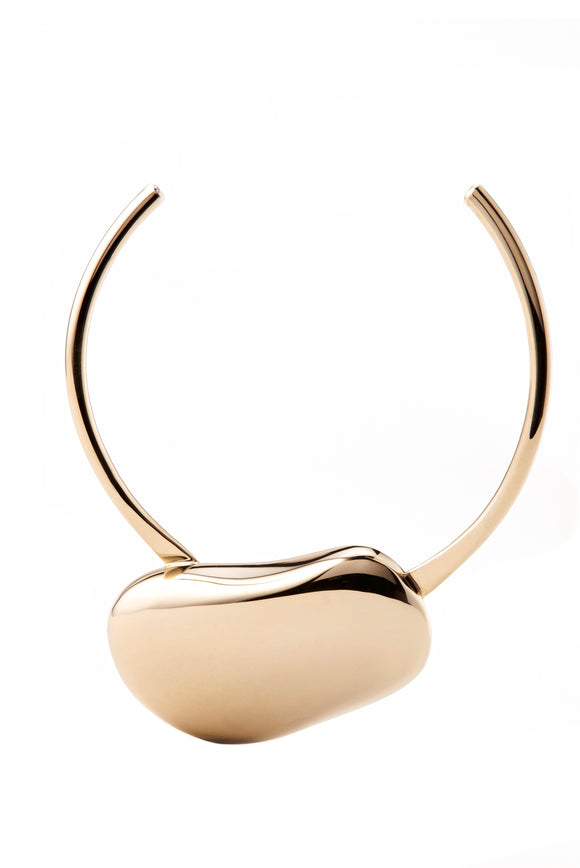 Xenia Bous Gold Metallic Big Stone Choker Necklace - BOUTIQUE PURCHASE PRICE