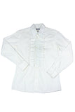 Xavier Delcour Menswear White Cotton Tuxedo Shirt with Pleat Ruffle Bib Front