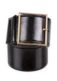 Yves Saint Laurent Black Patent Corset Belt with Square Gold Buckle