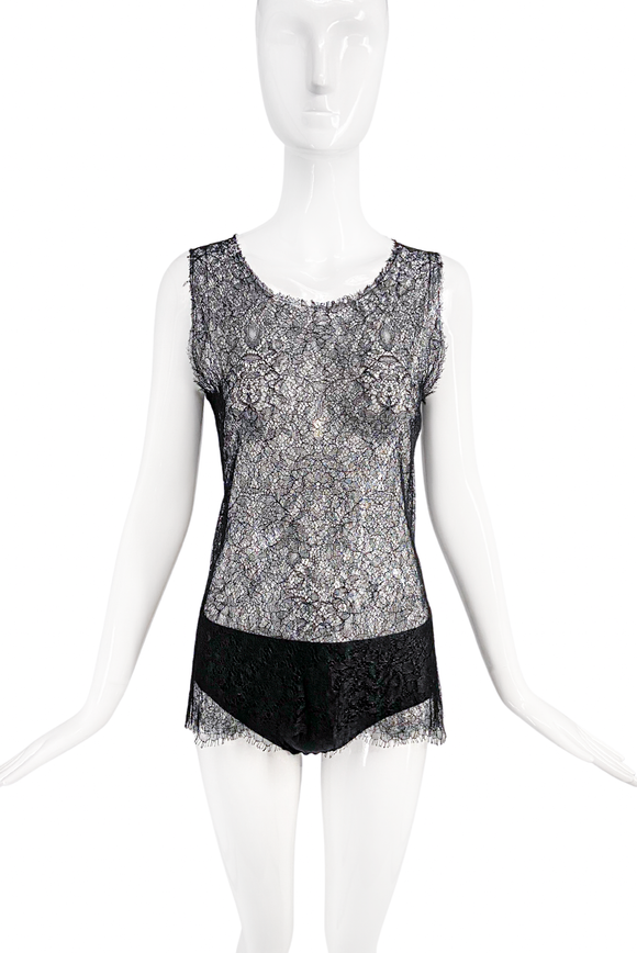 Yves Saint Laurent Double Layer Chantilly Lace Tank Top - BOUTIQUE PURCHASE PRICE