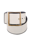 Yves Saint Laurent White Corset Belt with Square Gold Buckle