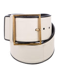 Yves Saint Laurent White Corset Belt with Square Gold Buckle