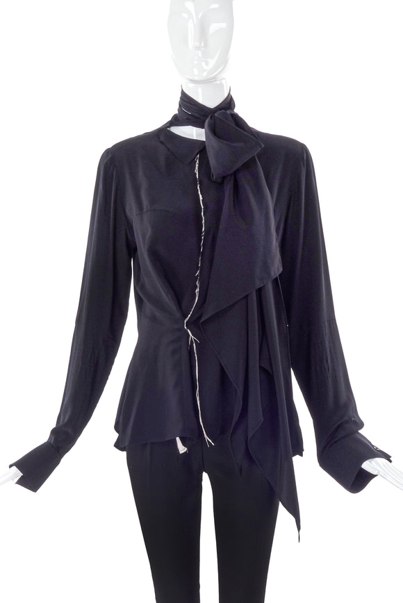 Yohji Yamamoto Raw Edge Bow Blouse