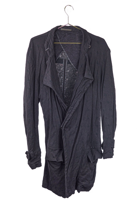 Yohji Yamamoto Y's Black on Black Polka Dot Cardigan with Belt