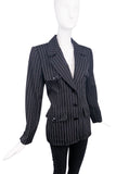 Saint Laurent YSL Pinstripe Vintage Broad Shoulder Suit Jacket