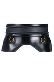Alexander McQueen Black Leather Corset Waist Hip Bustle Metal Ring Belt