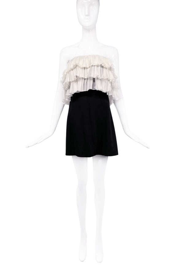 Alexis White Black Mini Dress with White Ruffle Top