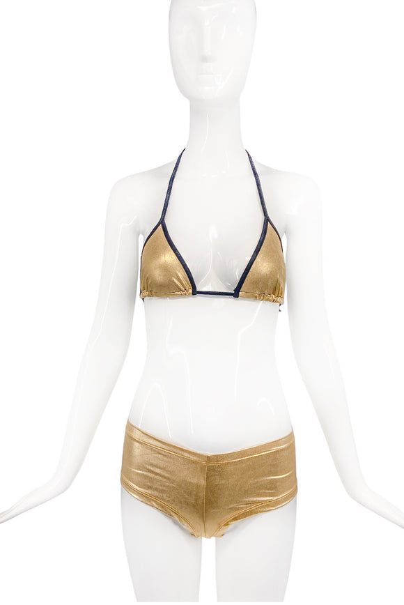 American Apparel Gold Metallic Bra Swim Bikini